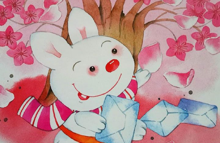 桃树下的小白兔